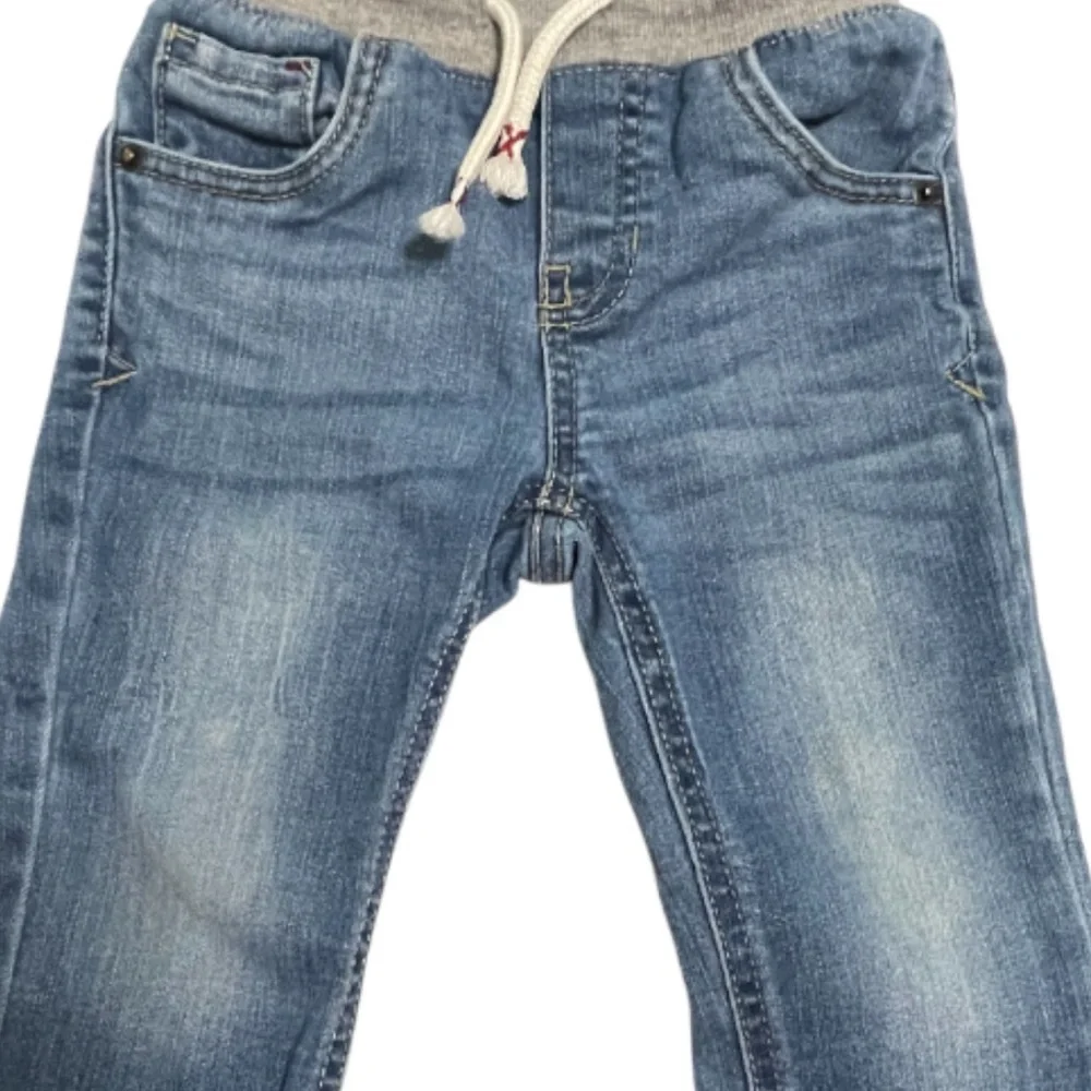 Cat and Jack Toddler Boys Blue Denim Jeans with Gray Waistband